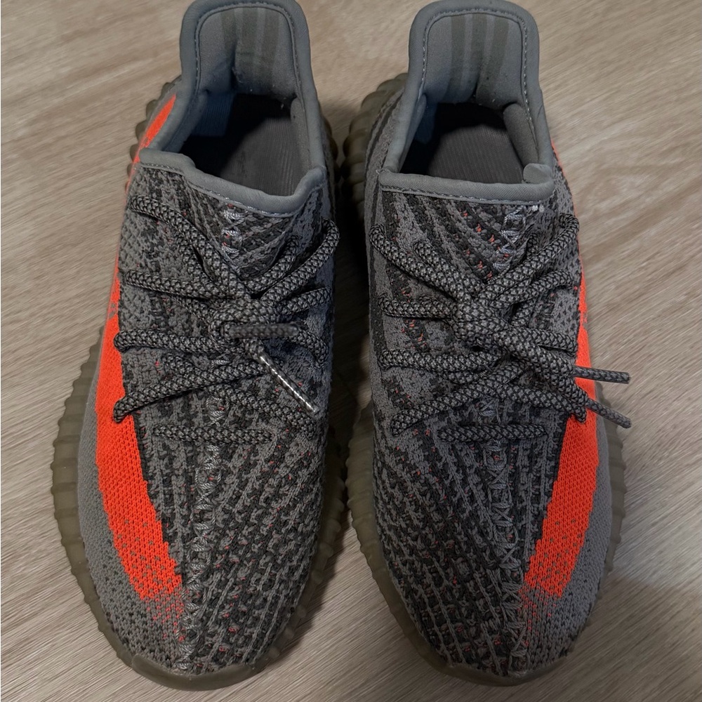 Yeezy Boost 350 V2 Gray with Orange Stripe Sneakers